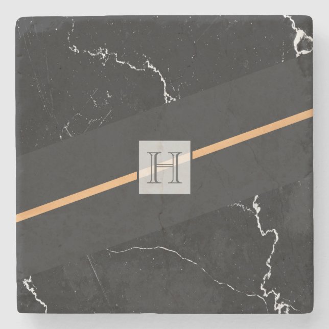 Dessous-de-verre En Pierre Marbre noir (Devant)