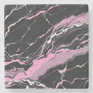 Dessous-de-verre En Pierre Marbre noir et rose