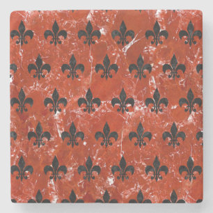 DESSOUS-DE-VERRE EN PIERRE MARBRE ROYAL1 NOIR ET MARBRE ROUGE