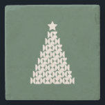 Dessous-de-verre En Pierre Marché d'hiver 07 Vintage Green Christmas Tree<br><div class="desc">Arbre de Noël Vintage Illustration Abstraite - Crème Arbre de Noël Blanc sur Arrière - plan Vert - Typographie : Marché d'hiver New York.</div>