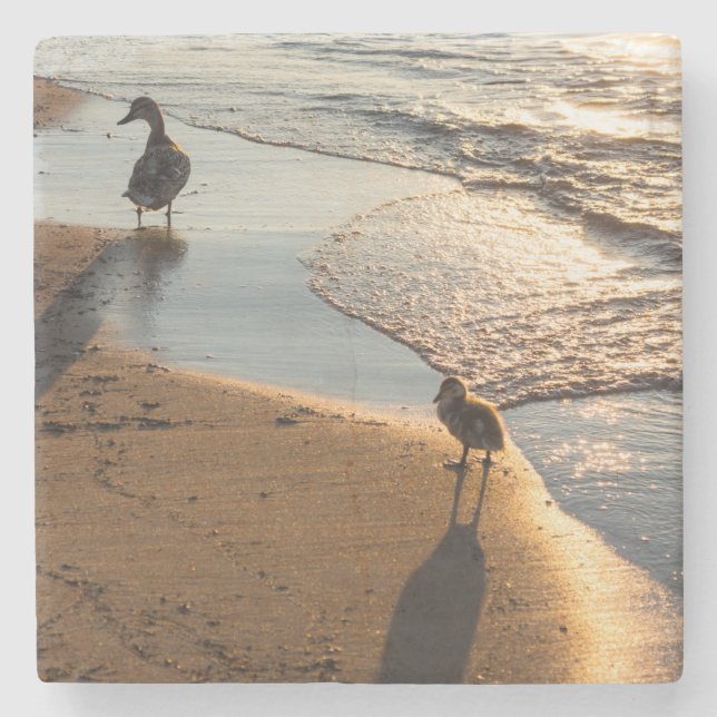 Dessous-de-verre En Pierre Marche du coucher de soleil avec maman (Devant)