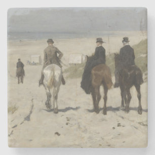 Dessous-de-verre En Pierre Marche du matin à cheval sur la plage (par Anton M