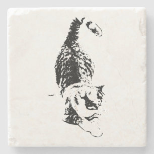 Dessous-de-verre En Pierre Marches de chats à travers les ombres d'automne