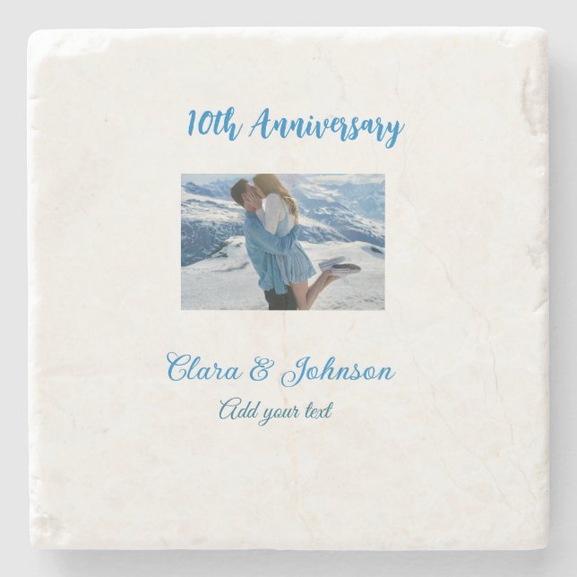 Dessous-de-verre En Pierre Mariage Anniversaire ajouter nom année image texte (Devant)