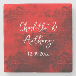 Dessous-de-verre En Pierre Mariage Creative Abstrait Artwork rouge
