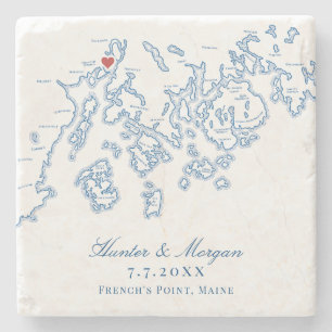 Dessous-de-verre En Pierre Mariage de la carte de Point Stockton Springs Main