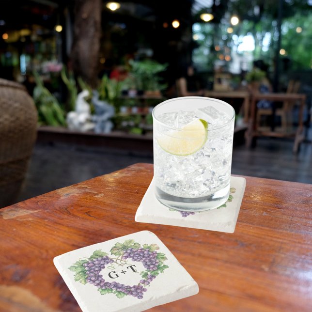 Dessous-de-verre En Pierre Mariage des initiales du monogramme du coeur de ra (Créateur téléchargé)