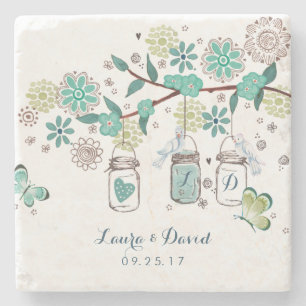Dessous-de-verre En Pierre Mariage du jardin de Mason Jars Dessous de verre