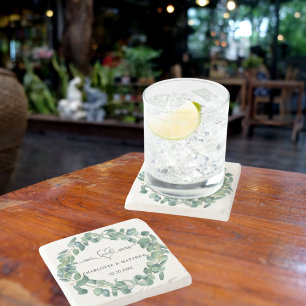 Dessous-de-verre En Pierre Mariage eucalyptus couronne m. mrs enregistrer la