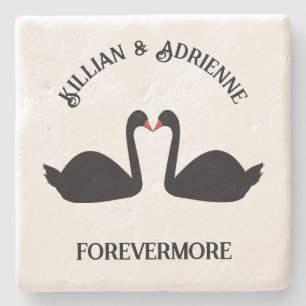 Dessous-de-verre En Pierre Mariage gothique Baiser Black Swans Personnalisé