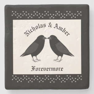 Dessous-de-verre En Pierre Mariage gothique Baiser Ravens Personnalisé