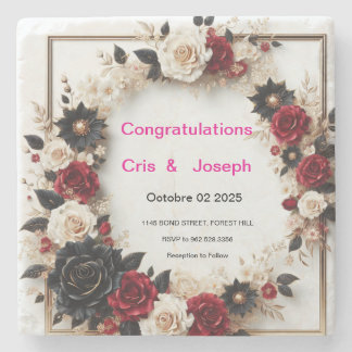 Dessous-de-verre En Pierre Mariage Invitation Modèle