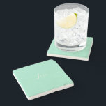 Dessous-de-verre En Pierre Mariage minimaliste couleur unie Pastel personnali<br><div class="desc">Belle couleur menthe à ressort. Simple et moderne minimaliste,  style chic chic pastel aestethic dans la couleur unie menthe. Décor maison de menthe,  décor mariage de menthe esthétique,  cuisine menthe,  couleur menthe.</div>