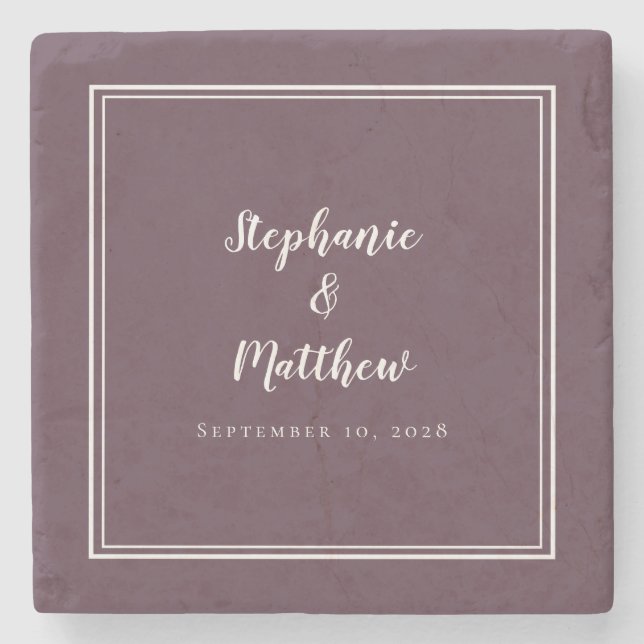 Dessous-de-verre En Pierre Mariage moderne violet mariée & chambre Élégante S (Devant)