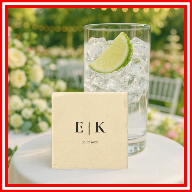 Dessous-de-verre En Pierre Mariage Monogramme Jaune Beurre (Créateur téléchargé)