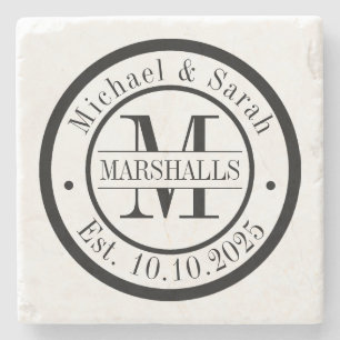 Dessous-de-verre En Pierre Mariage monographique personnalisé