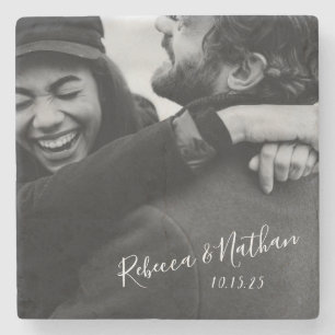 Dessous-de-verre En Pierre Mariage photo Love Couple personnalisé Date  