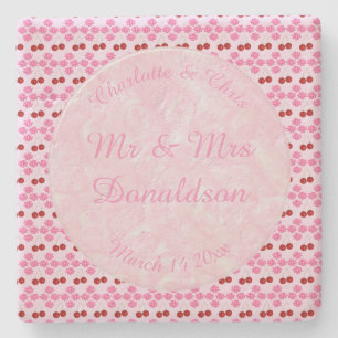 Dessous-de-verre En Pierre Mariage rose Printemps Cerisiers en fleurs et ceri