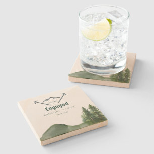 Dessous-de-verre En Pierre Mariage Rustique de la forêt de montagne de bois