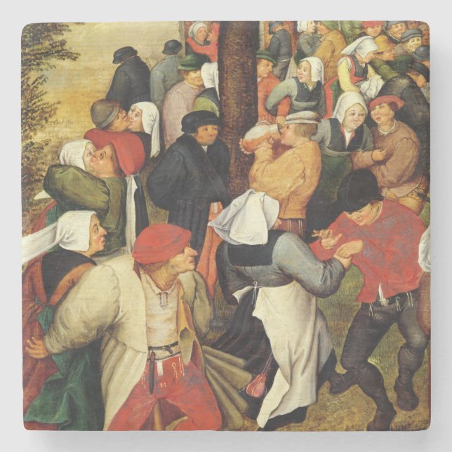 Dessous-de-verre En Pierre Mariage rustique, détail de la danse de personnes (Devant)