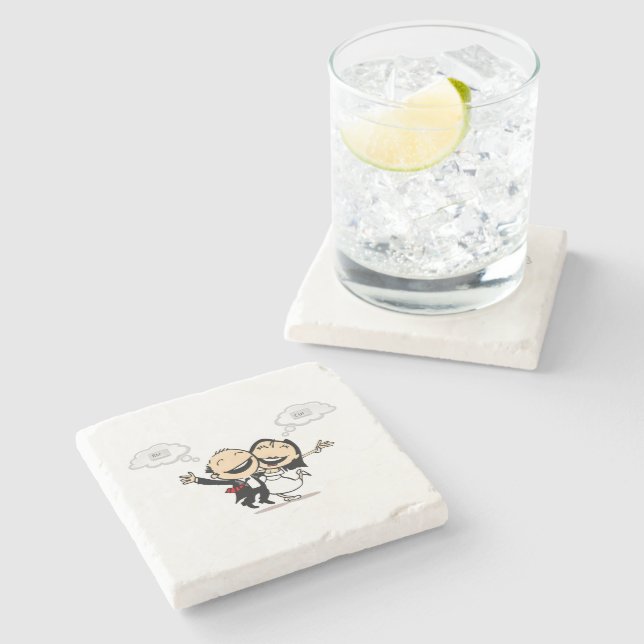 Dessous-de-verre En Pierre Mariés à peine (Côté)