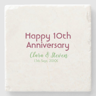 Dessous-de-verre En Pierre MARON VERT PASTEL joyeux 10ème anniversaire de mar