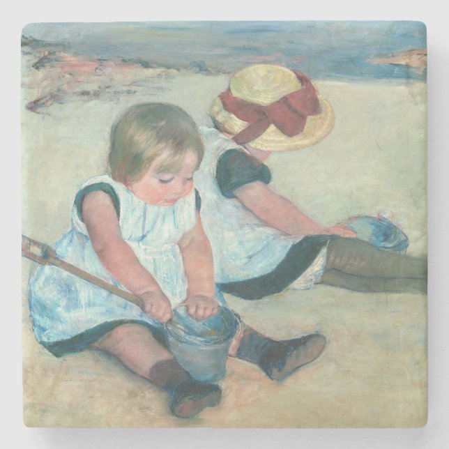 Dessous-de-verre En Pierre Mary Cassatt - Enfants jouant sur la plage (Devant)