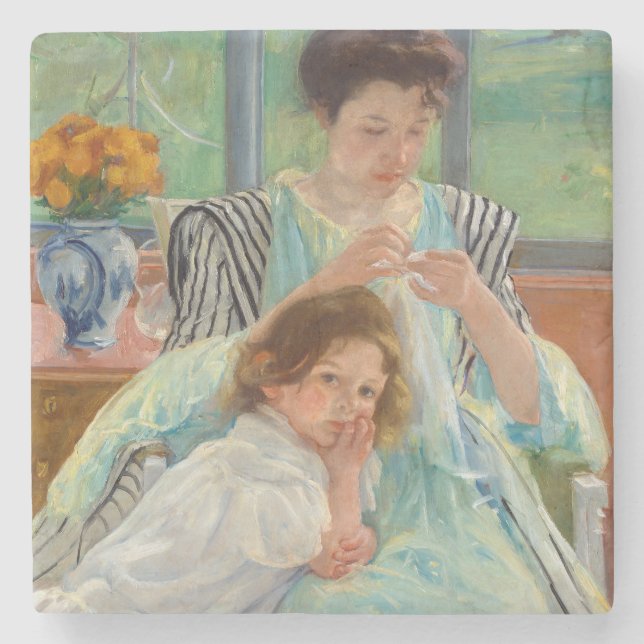 Dessous-de-verre En Pierre Mary Cassatt - Jeune mère coudre (Devant)