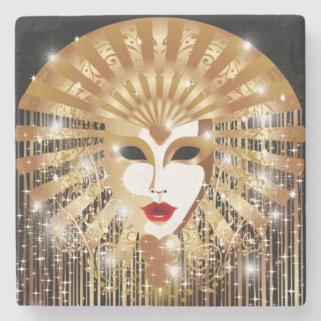 Dessous-de-verre En Pierre Mask de la Fête du Venice Carnival (Devant)