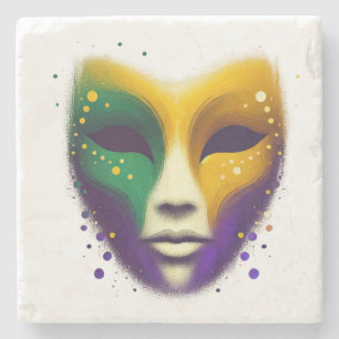 Dessous-de-verre En Pierre Masque Mardi Gras jaune violet