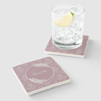 Dessous-de-verre En Pierre Mauve Elegant Damask Dessous de verre de pierre pe