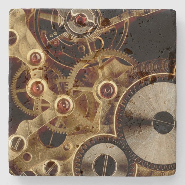 Dessous-de-verre En Pierre Mécanisme de Montre Ancienne (Devant)