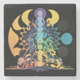 Dessous-de-verre En Pierre Méditation Chakras Cosmiques Colorés Énergie Spiri