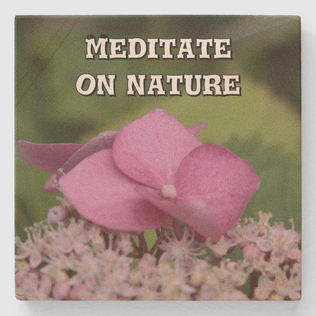 Dessous-de-verre En Pierre Méditer sur la nature fleur printemps photo rose (Devant)