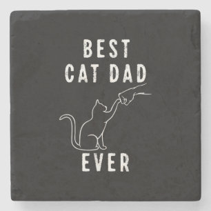 Dessous-de-verre En Pierre Meilleur Papa Chat du Monde Papa Chat Paw Coup de