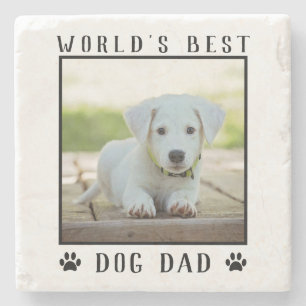 Dessous-de-verre En Pierre Meilleur Papa Chien du Monde Empreintes de Patte P