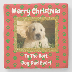 Dessous-de-verre En Pierre Meilleur papa de chien Noël pour toujours Photo d'