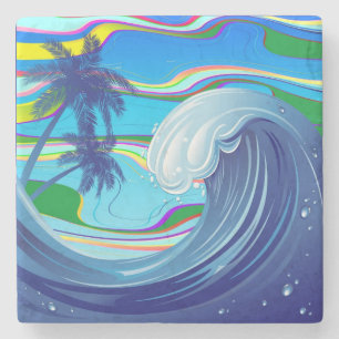 Dessous-de-verre En Pierre Mer Océan Grande Vague Eau