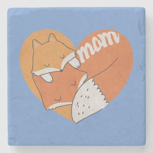 Dessous-de-verre En Pierre Mère Fox et bébé Fox amour (Devant)