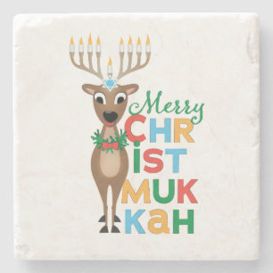 Dessous-de-verre En Pierre Merry Christmukkah Reindeer
