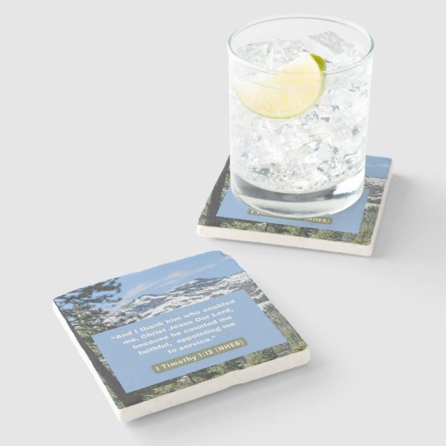 Dessous-de-verre En Pierre Message de foi - Verset biblique - 1 Timothée 1-12 (Côté)
