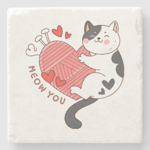 Dessous-de-verre En Pierre Miaou Toi Joli Chat Saint Valentin