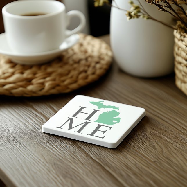 Dessous-de-verre En Pierre Michigan Accueil Mint Green Custom City Heart (Créateur téléchargé)