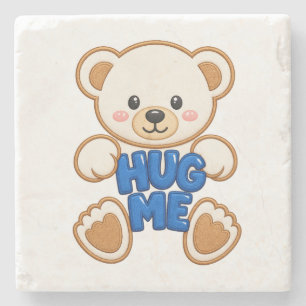 Dessous-de-verre En Pierre Mignon Ours en Peluche Fais Moi un Câlin Broderie