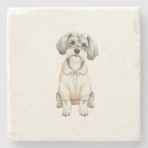 Dessous-de-verre En Pierre Mignon schnauzer chien aux longues oreilles 