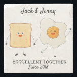 Dessous-de-verre En Pierre Mignonne Drôle Joyeux Toast Eggcelcelcelcelcate En<br><div class="desc">Doté d'un joli toast amusant et d'un oeuf avec le mot Eggcellent Ensemble qui peut être personnalisé avec les noms du couple. Parfait pour la Saint Valentin,  anniversaire,  mariage ou toute autre occasion. Consultez d'autres articles correspondants disponibles dans mon magasin! Merci pour le support solide</div>