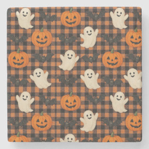 Dessous-de-verre En Pierre Mignonne, en vichy halloween fantôme chauves-souri