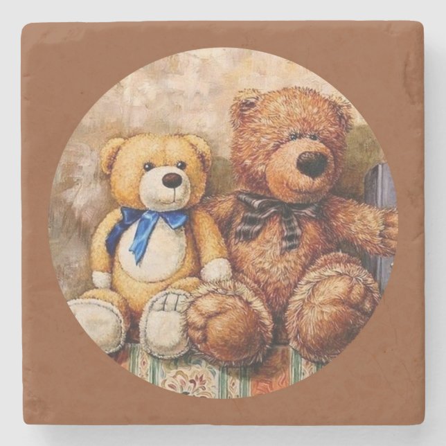 Dessous-de-verre En Pierre Mignons petits ours en peluche (Devant)