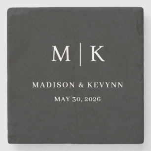 Dessous-de-verre En Pierre Minimal et chic Mariage noir et blanc