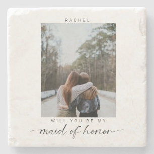 Dessous-de-verre En Pierre Minimaliste Serez-vous ma servante d'honneur Photo